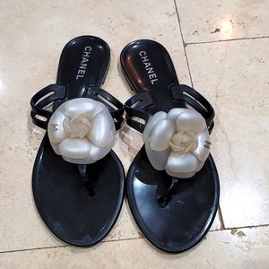 Chanel camelia flip flop